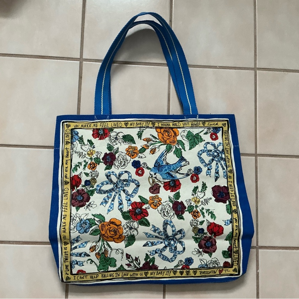 BRIGHTON  "Tied With Love" Large Canvas Tote NWT!